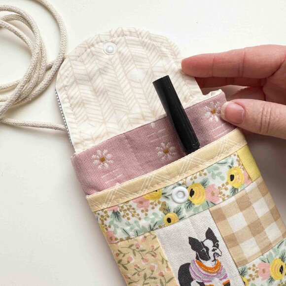 Handmade boston terrier patchwork cell phone/passport bag - Picture 5 of 10